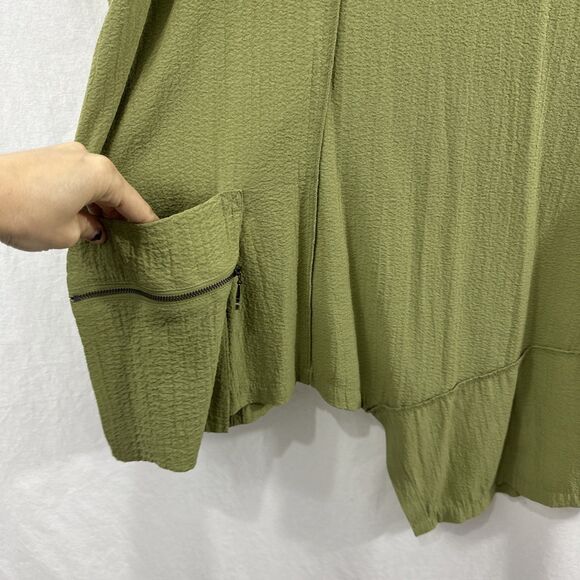 Ali Miles Green Cowl Neck Asymmetric Tunic Top Womens 2X Art to Wear Lagenlook - Picture 7 of 11